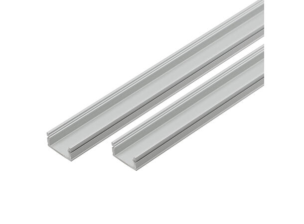 SBL Aluprofil  19,6x18,9mm, IP65 Med melkehvitt deksel. Endestykker inkl.